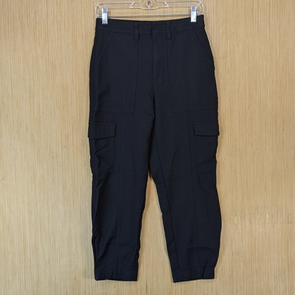 Banana Republic Womens Minimalist Black Cargo Utility Pants Stretch Tapered 4